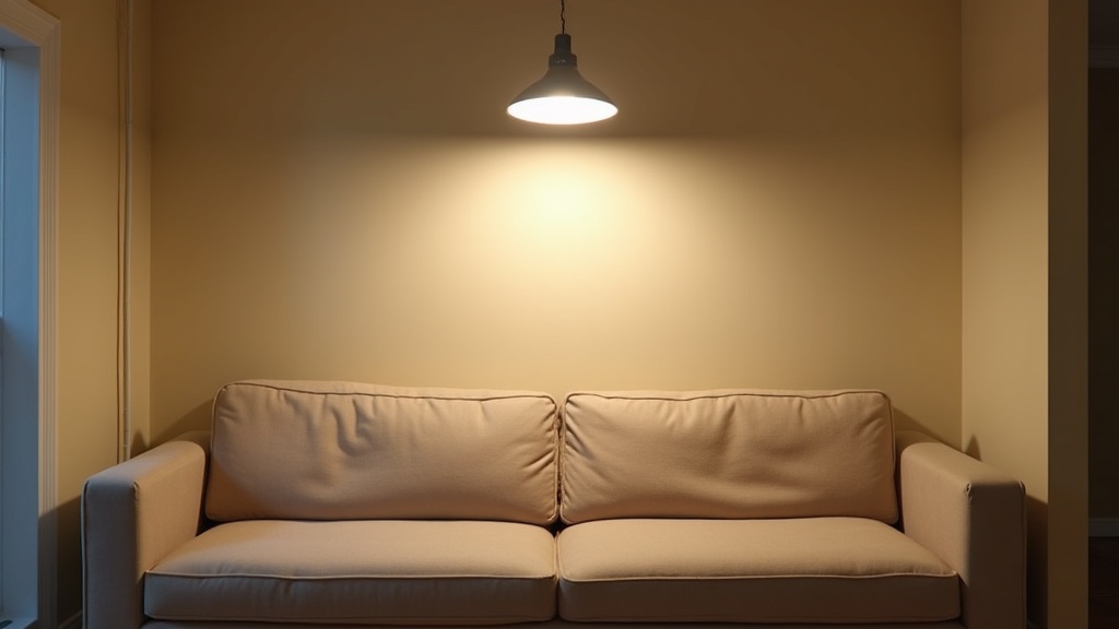 Flat overhead lighting in a rental apartment before adding layers