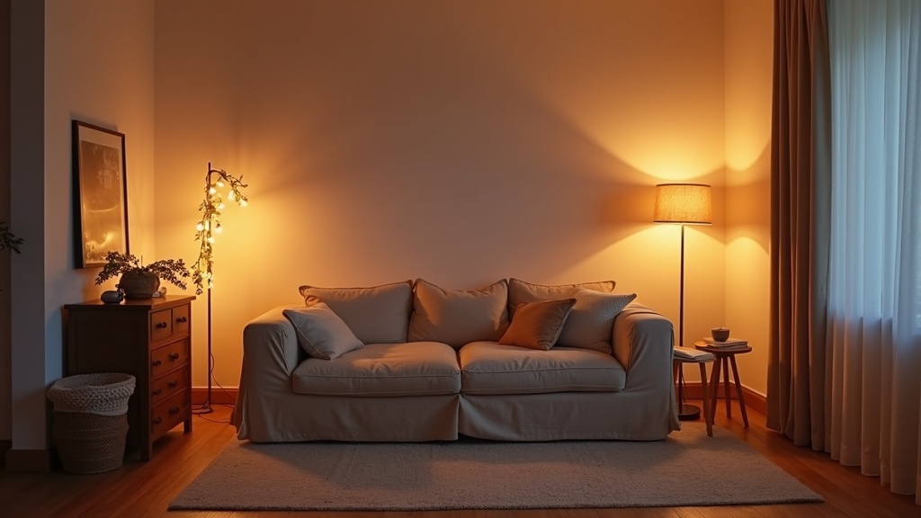 Warm dimmable lighting in a budget rental apartment