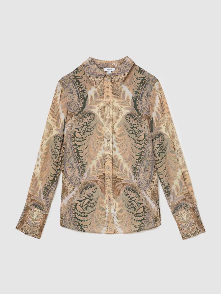 Reiss, Paisley-Print Long-Sleeve Shirt