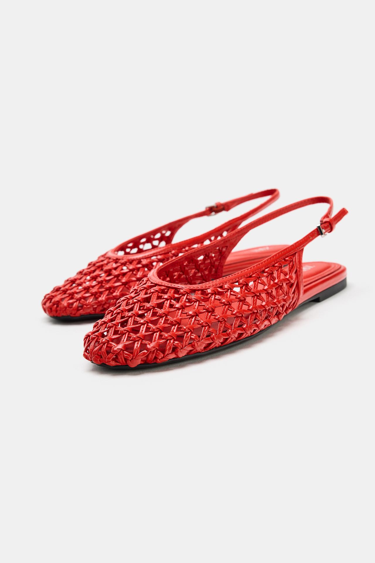 ZARA, BRAIDED EFFECT SLINGBACK FLATS