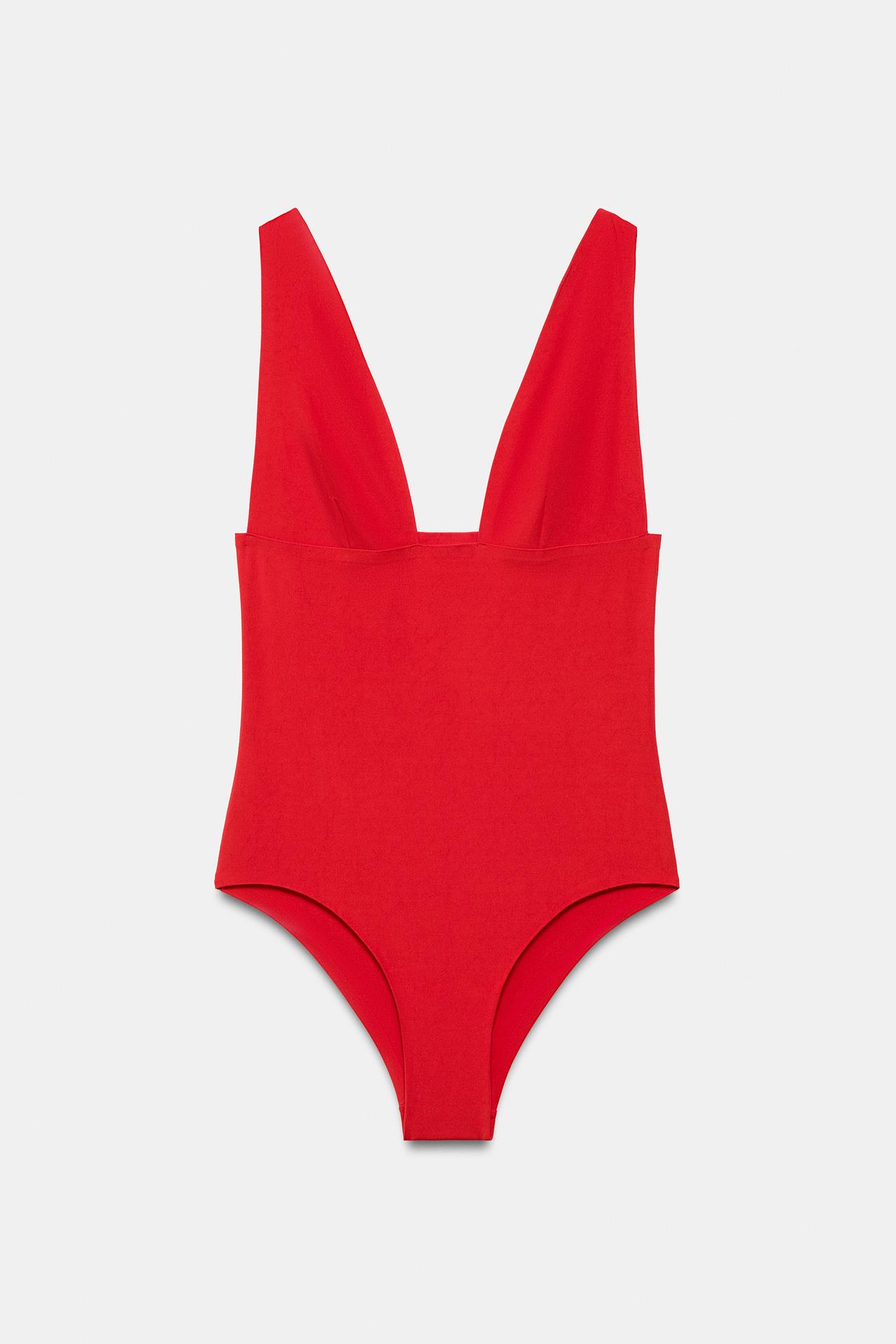 ZARA, SOLID PLUNGE SWIMSUIT
