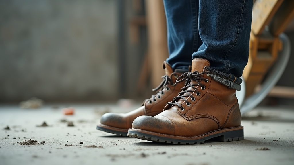 Work boots for sore feet on a construction jobsite