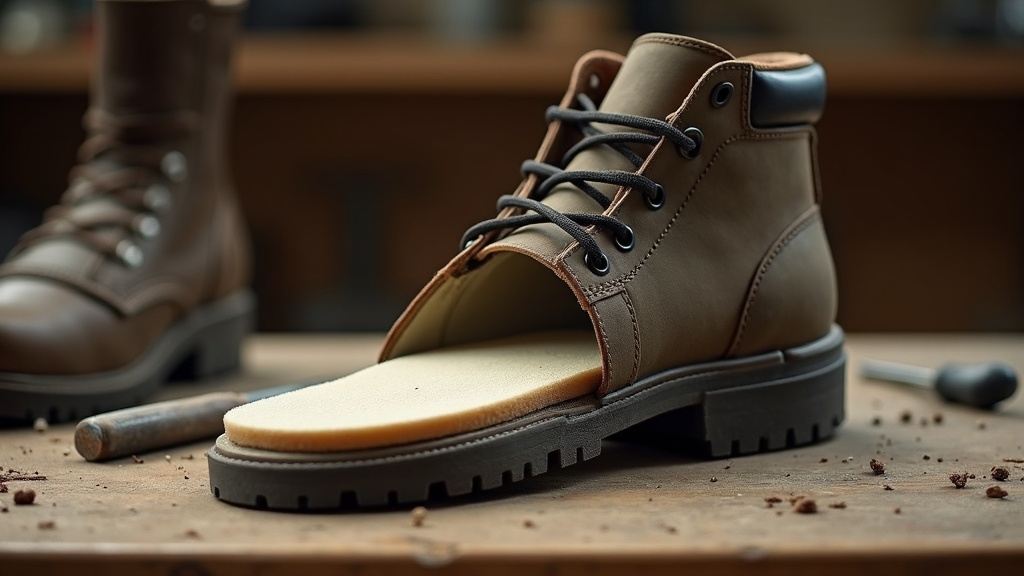 Removable insole inside a work boot showing midsole construction