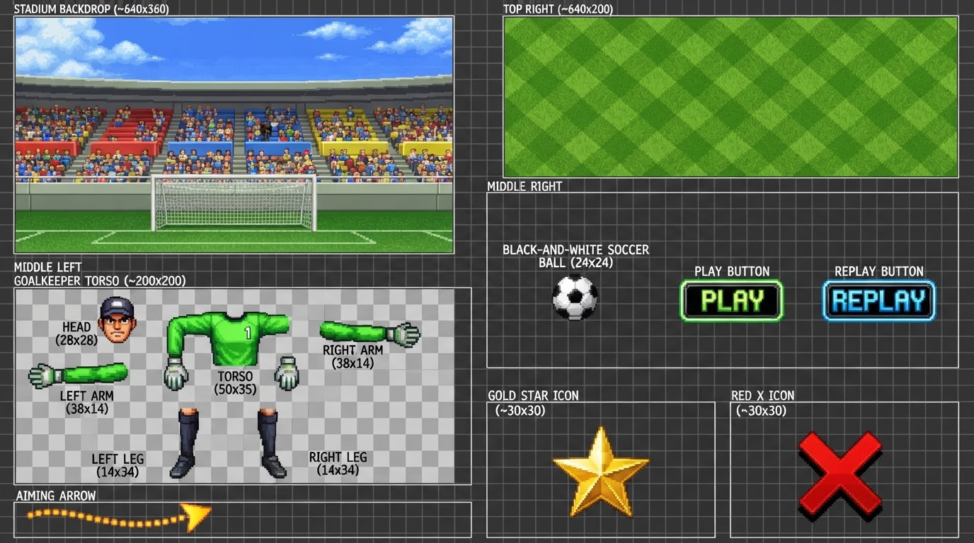 Penalty Kick Master Sprite Sheet - 32-bit Arcade