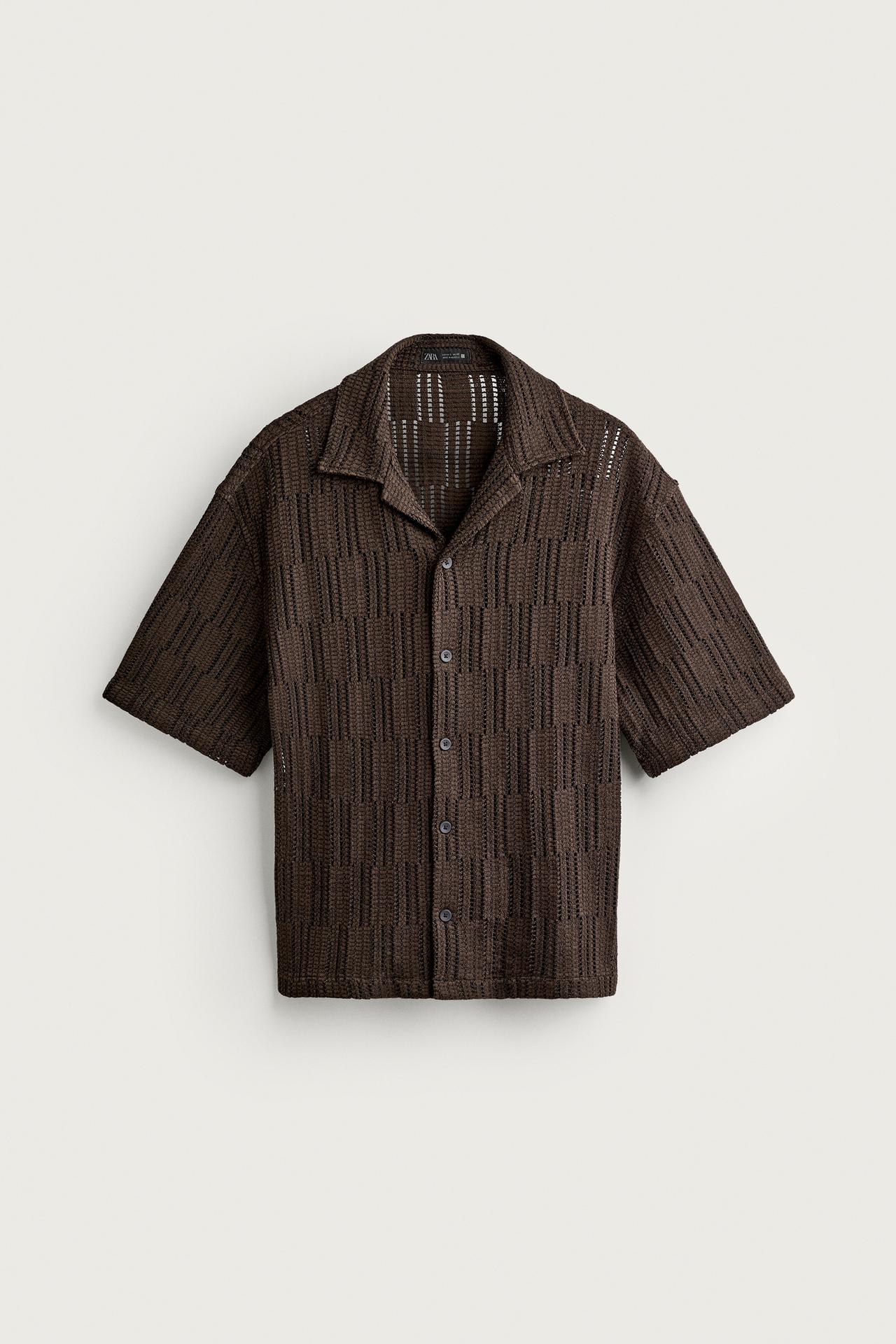 ZARA, OPEN-KNIT RELAXED FIT SHIRT