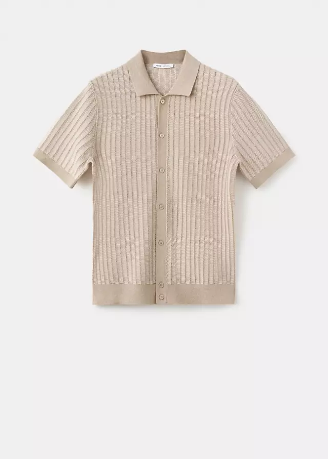 mango, 100% COTTON SHIRT WITH STRUCTURED KNIT