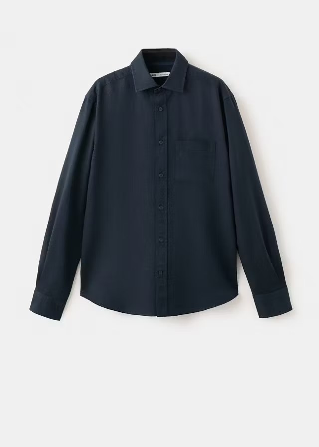 mango, REGULAR-FIT LINEN COTTON SHIRT