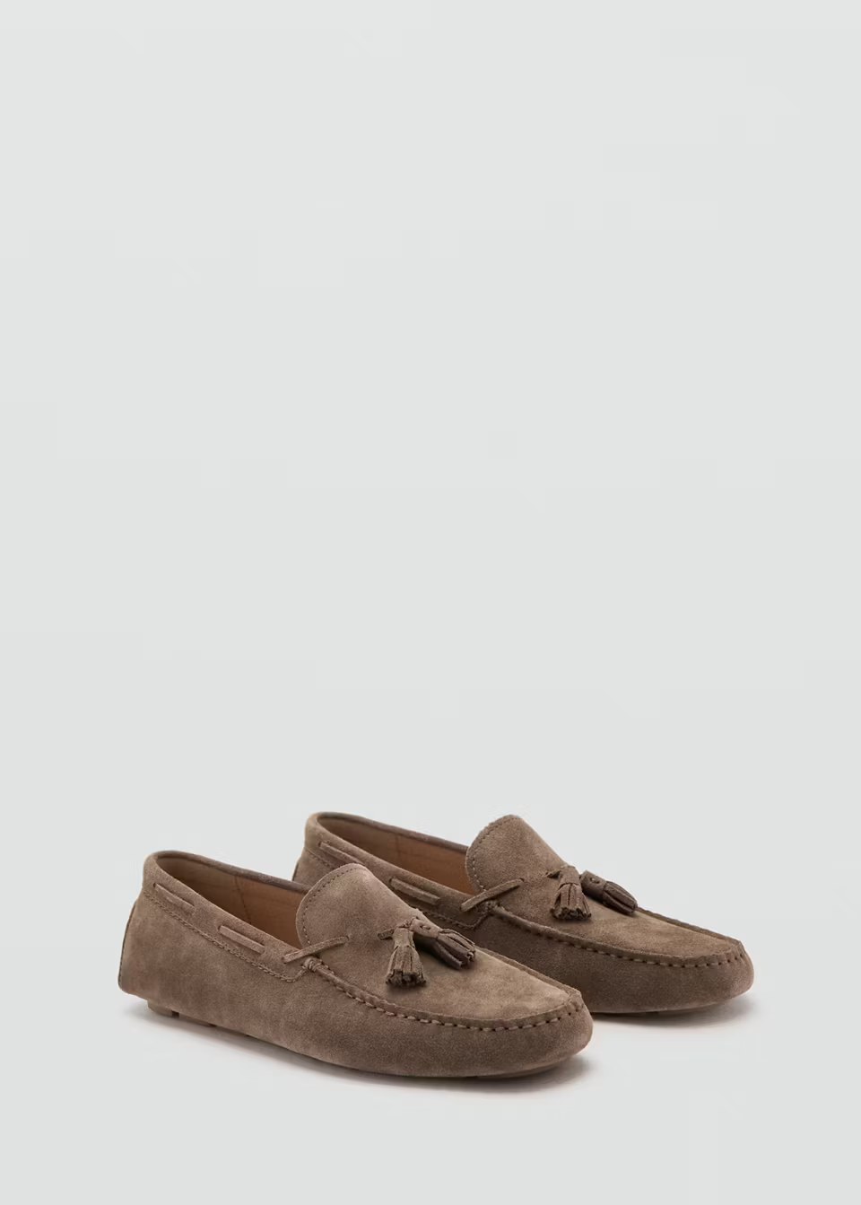 mango, SUEDE DRIVING SHOE WITH FRINGE
