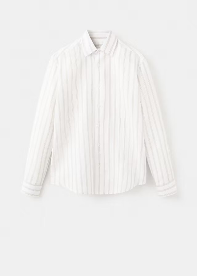 mango, LINEN-COTTON BLEND STRIPED SHIRT