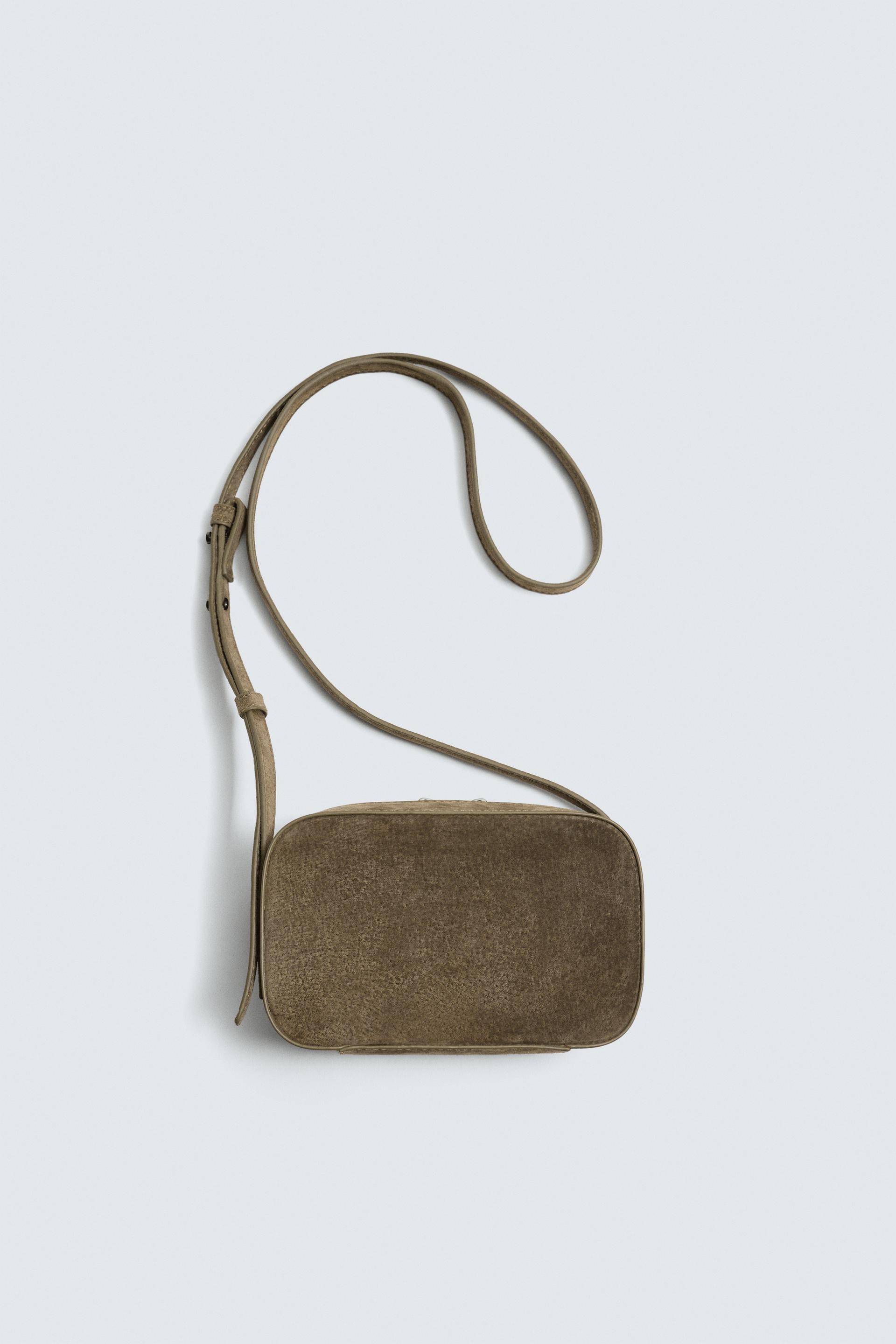 zara, LEATHER CROSSBODY BAG
