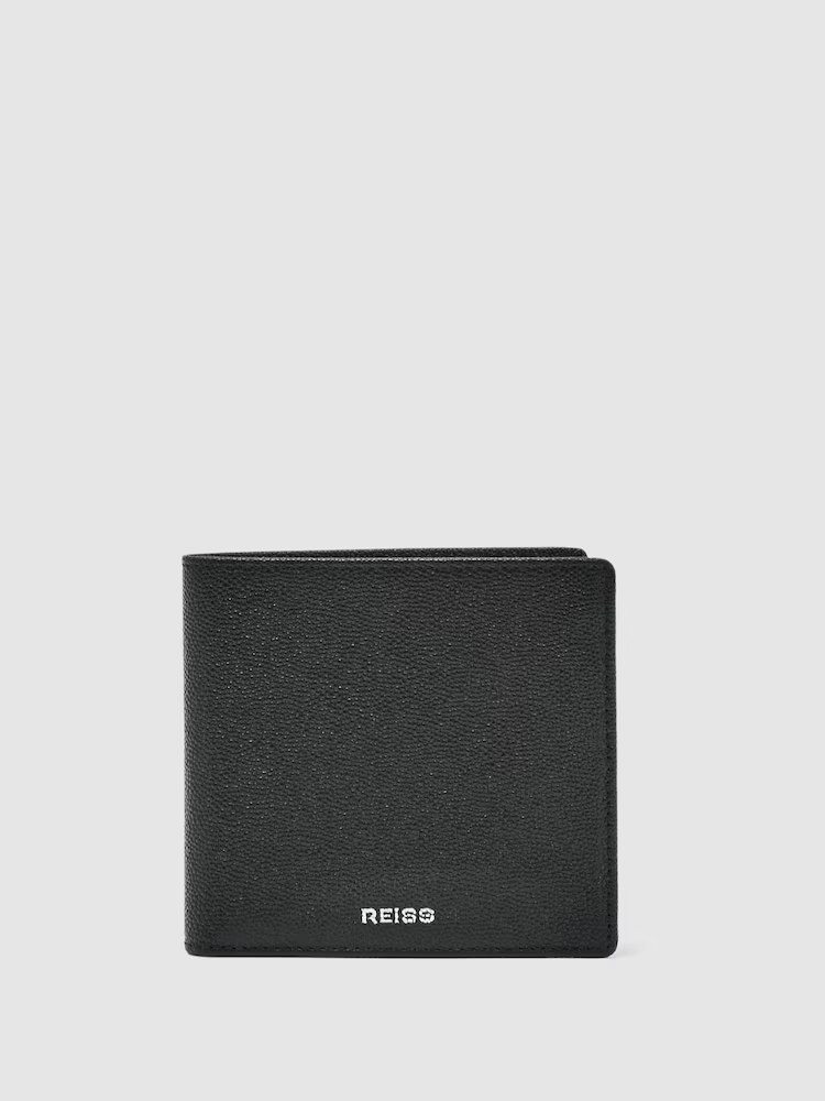 Reiss, Micro-Grain Leather Wallet in Black