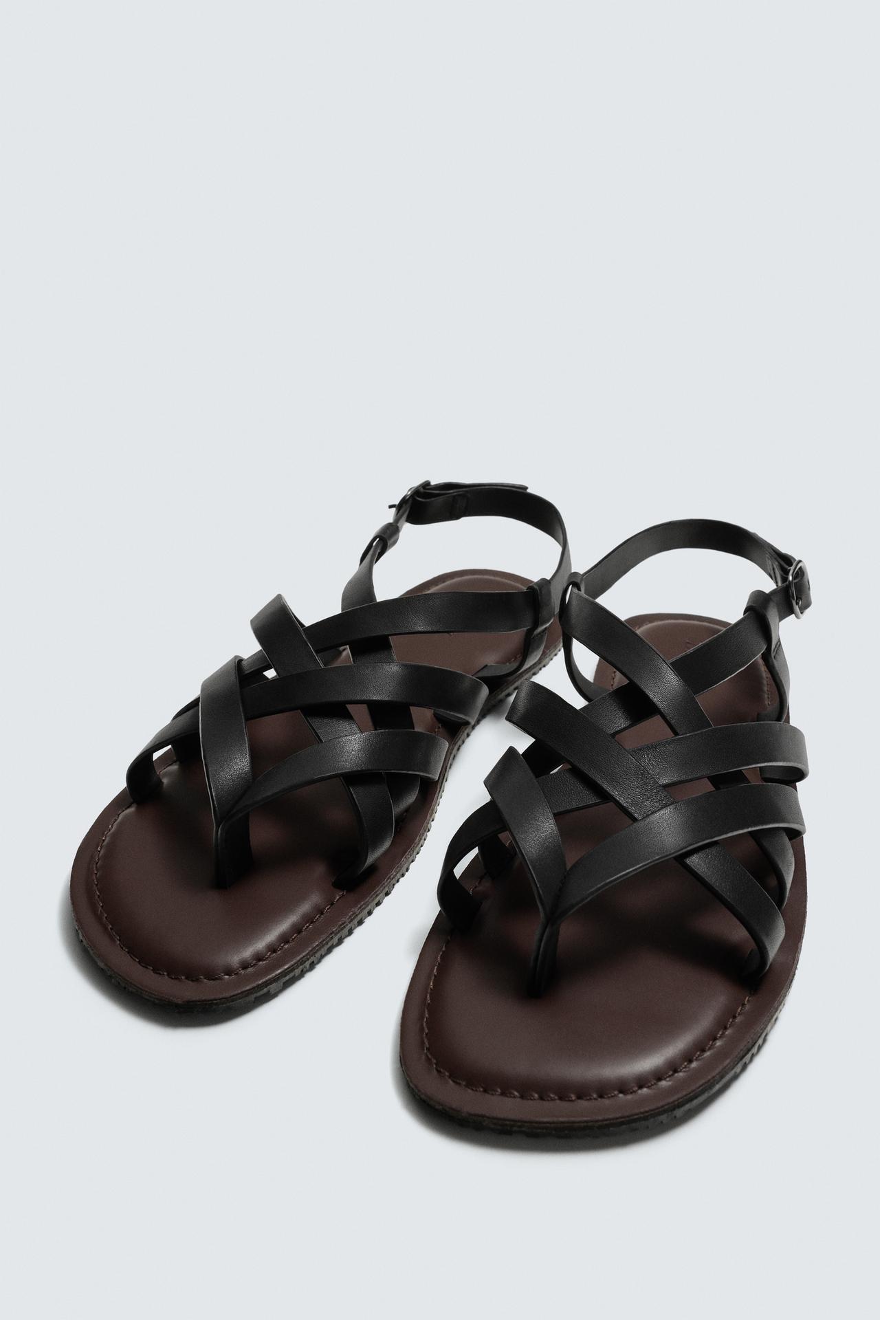 Zara, LEATHER STRAPPY SANDALS