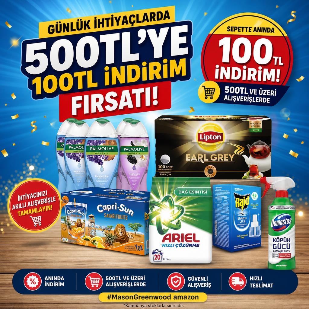 GÜNLÜK İHTİYAÇLARDA 500TL'YE 100TL İNDİRİM FIRSATI!