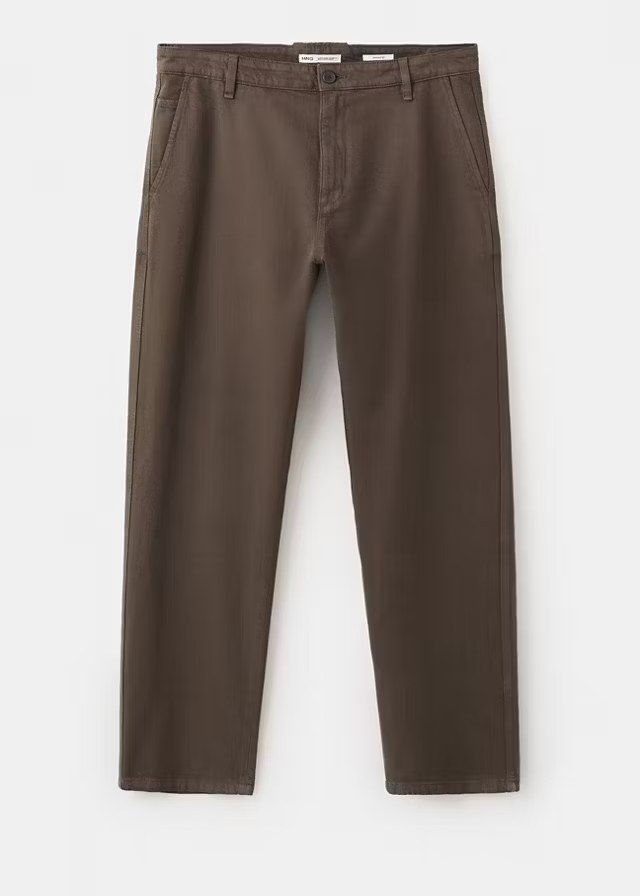 mango, RELAXED FIT COTTON-LINEN BLEND JEANS