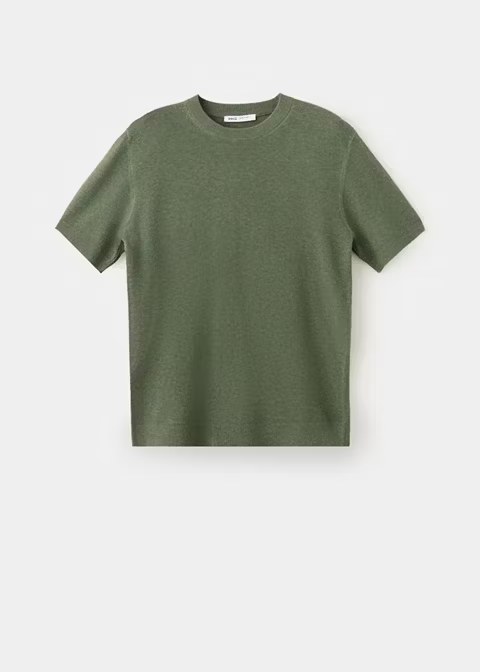 mango, FINE KNIT COTTON BLEND T-SHIRT