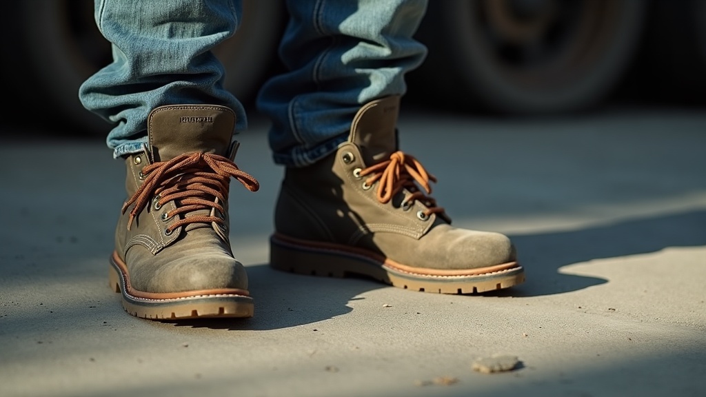 Worker feet on concrete showing pressure points for diabetics