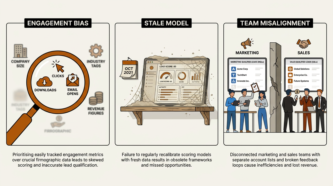 Three account scoring mistakes: engagement bias, stale models, and team misalignment