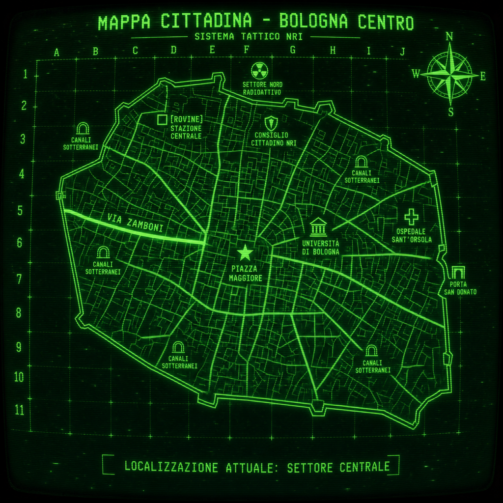 Bologna CRT Tactical Map - Pip-Boy Style
