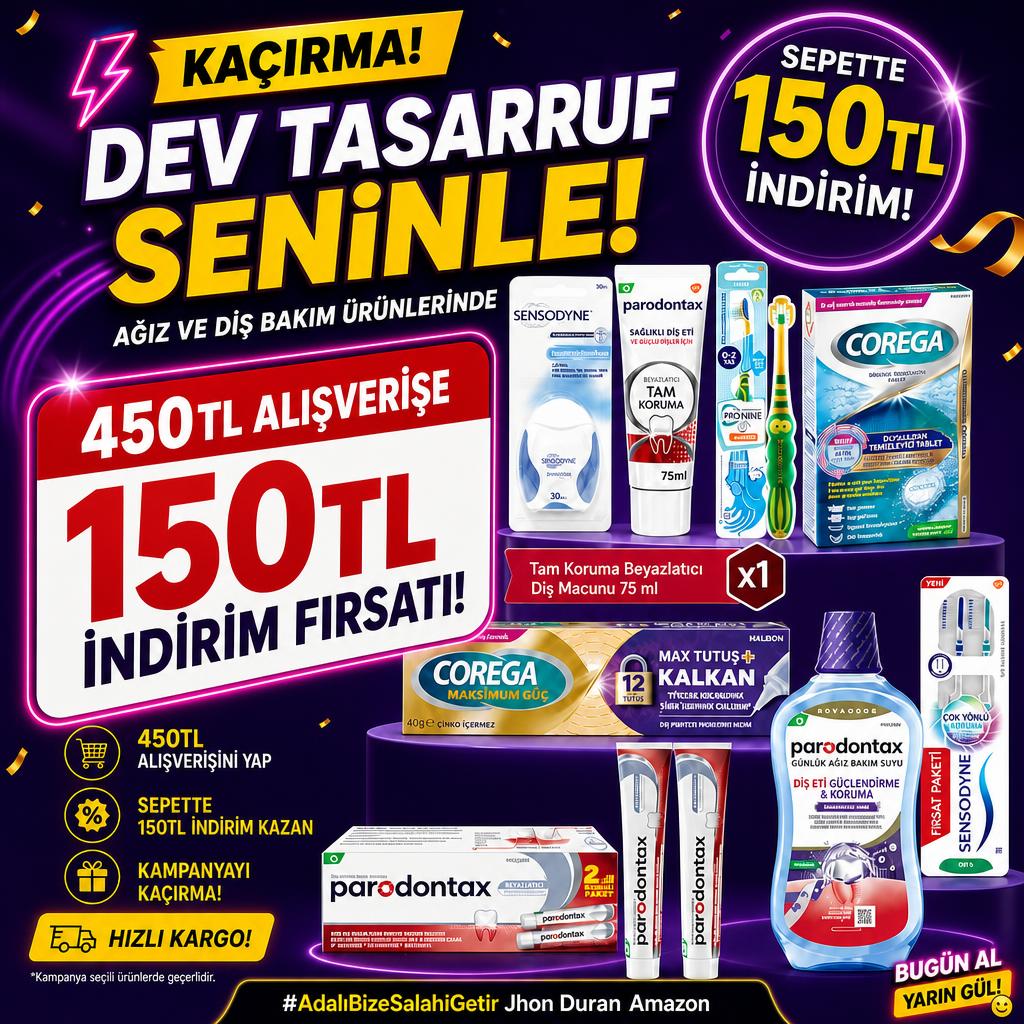 450TL ALIŞVERİŞE 150TL İNDİRİM FIRSATI!