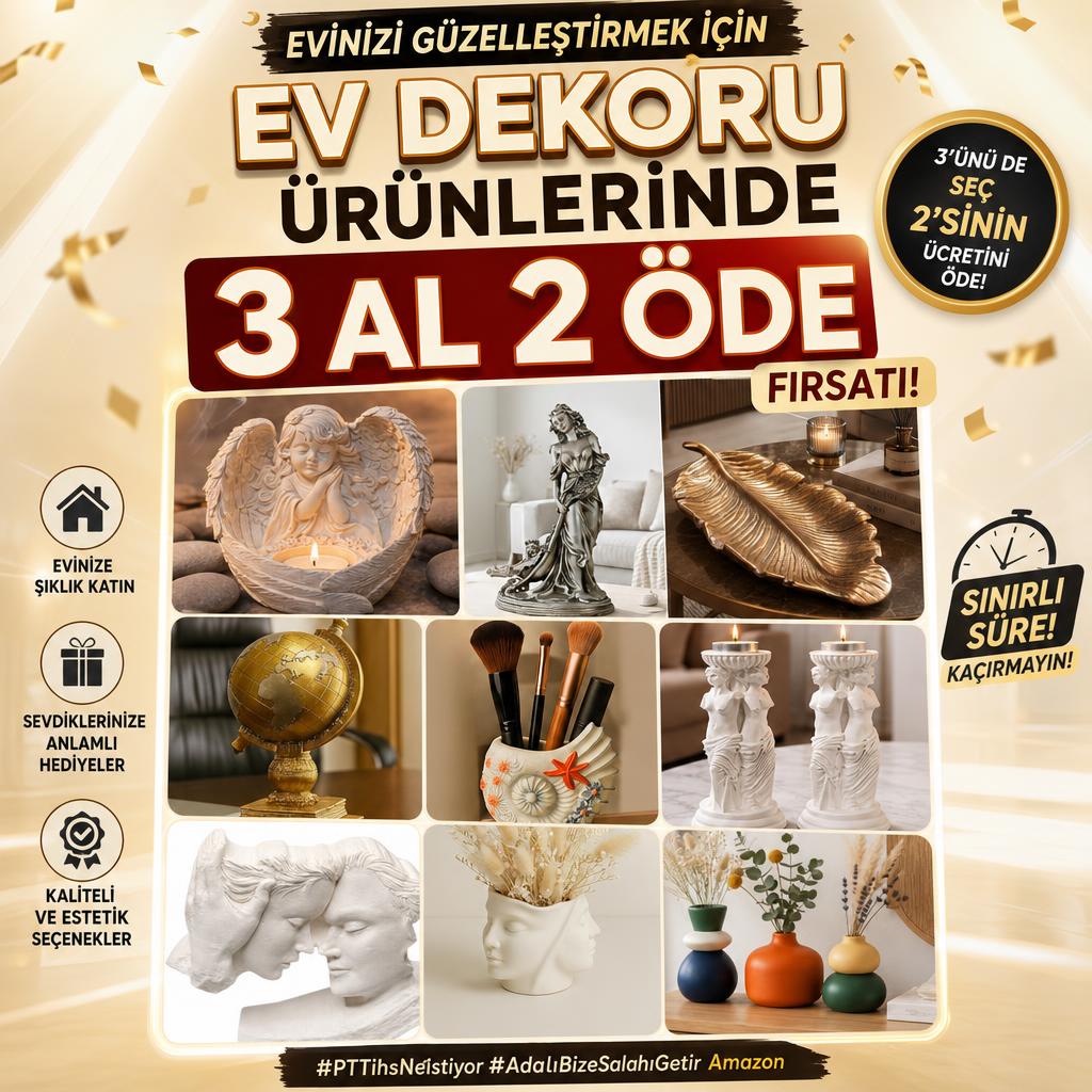 EV DEKORU ÜRÜNLERİNDE 3 AL 2 ÖDE FIRSATI!