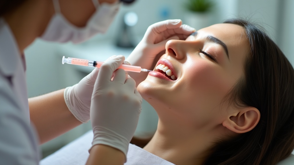Aplicación profesional de botox en consultorio dental