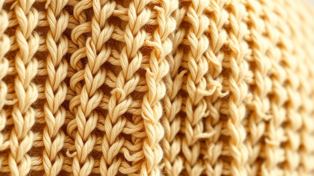Close-up of cream boucle knit fabric showing the looped yarn texture and dimensional surface