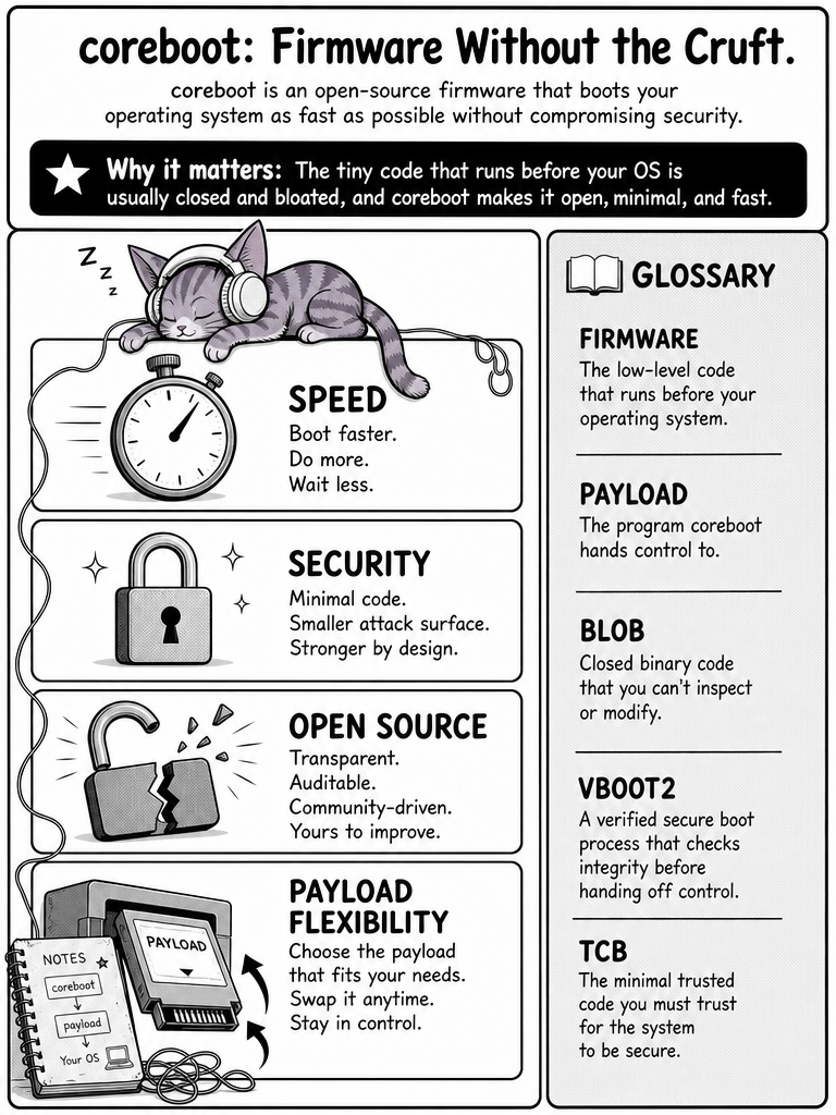 coreboot: Firmware Without the Cruft — an educational manga explainer