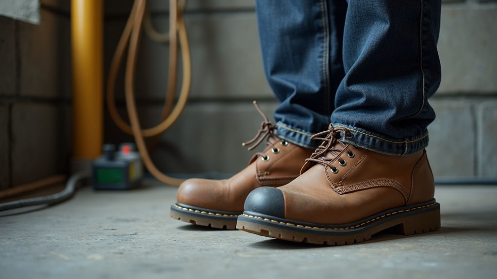 Zapatos de seguridad antifatiga para electricistas en obra eléctrica