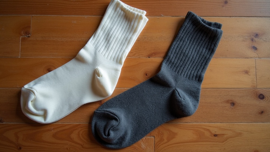 Thin cotton work sock versus thick cushioned merino wool work sock comparison
