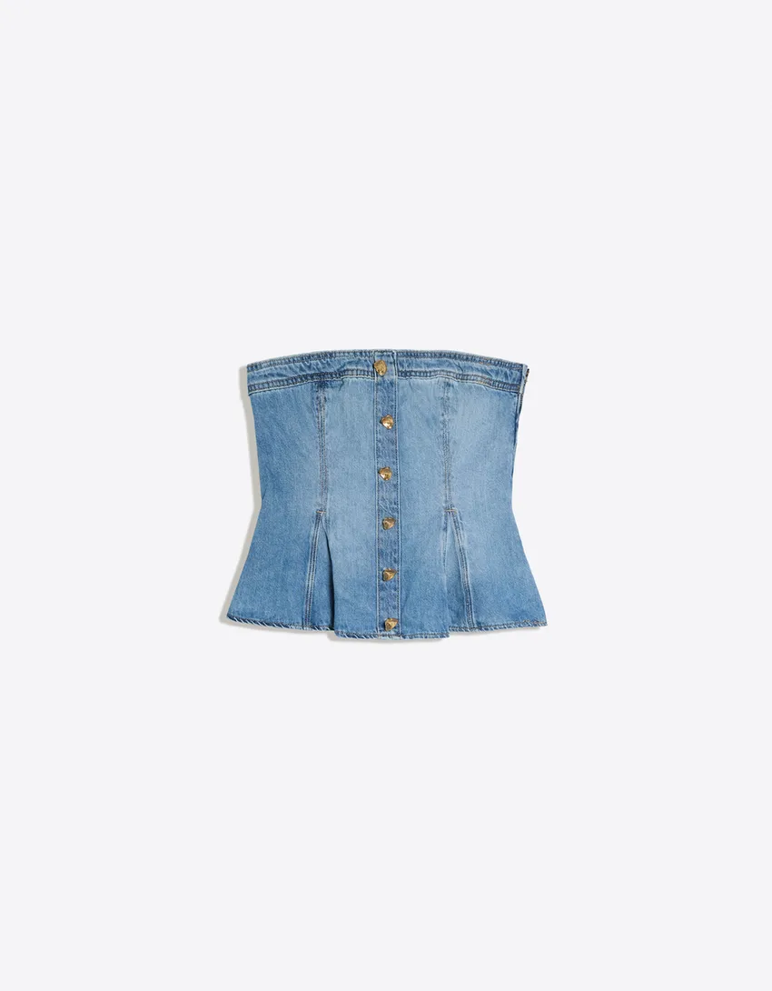 bershka, DENIM PEPLUM TOP
