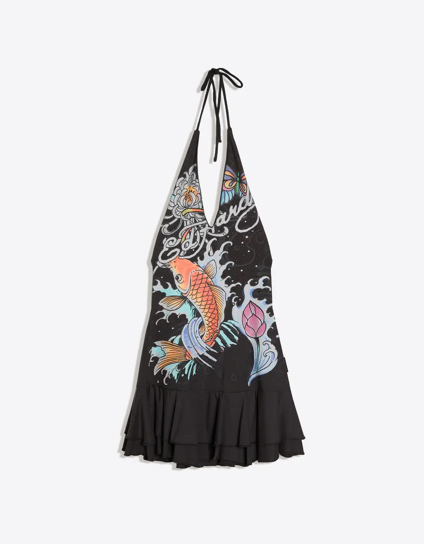bershka, ED HARDY X BERSHKA HALTER MINI DRESS