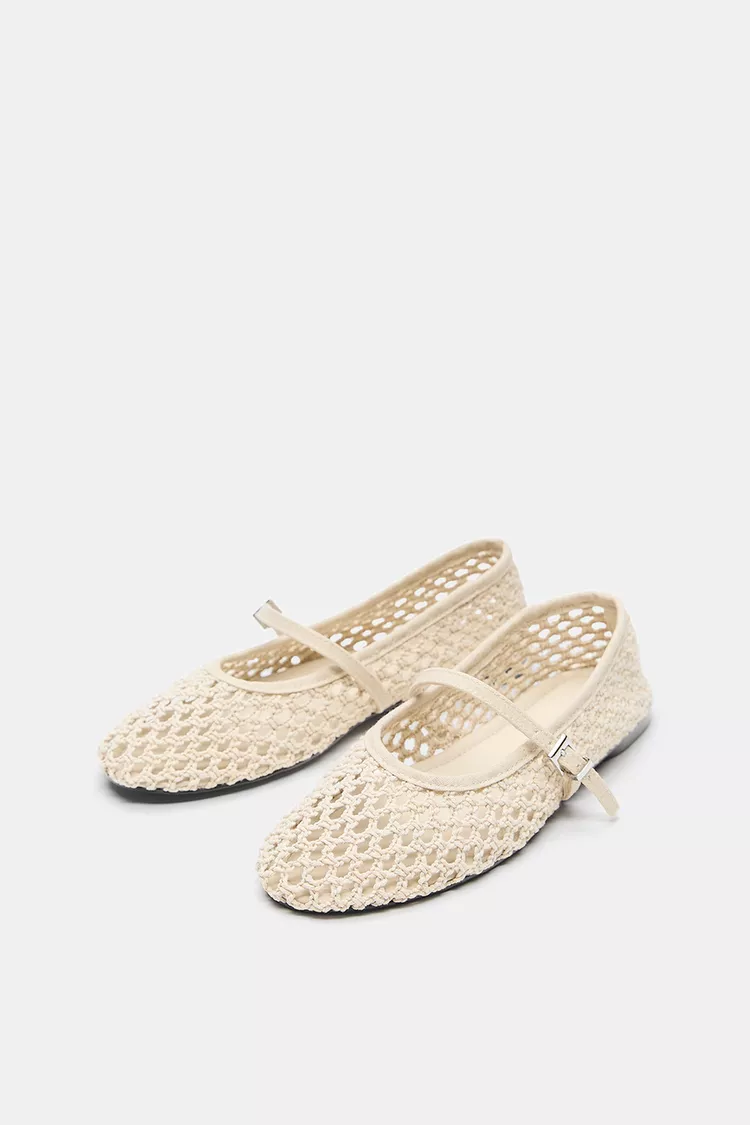 pull & bear, Crochet ballerina flats