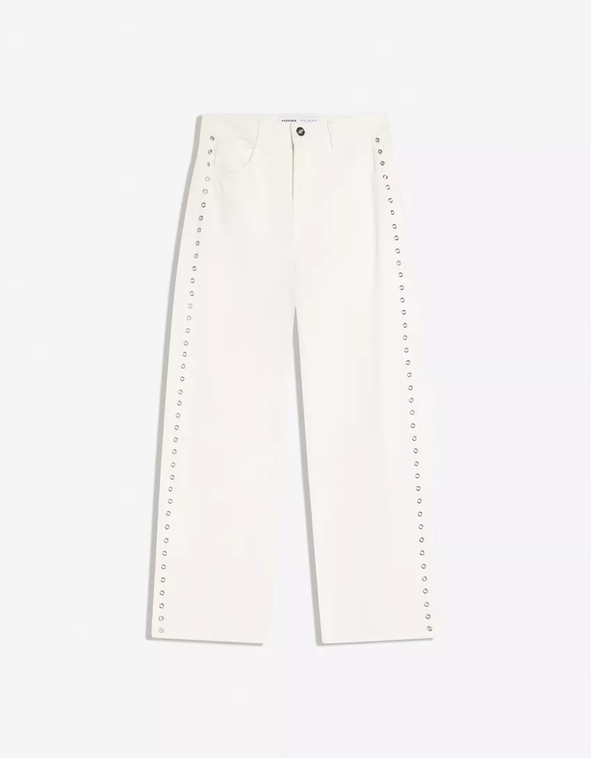 bershka, LOW-RISE BAGGY JEANS WITH STUDS