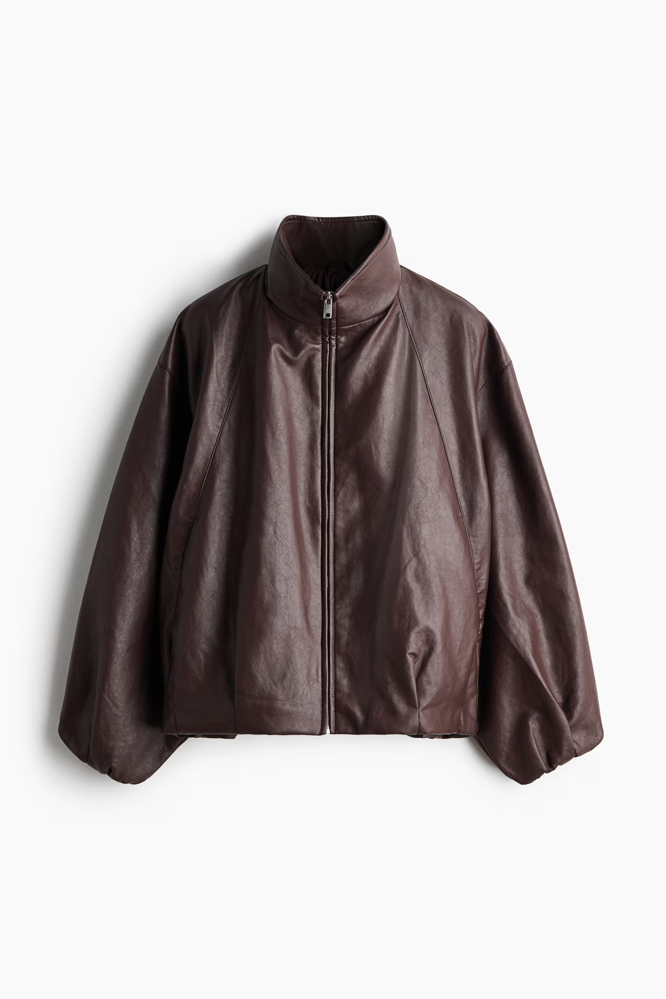 h&m, BALLOON-SLEEVED COATED JACKET