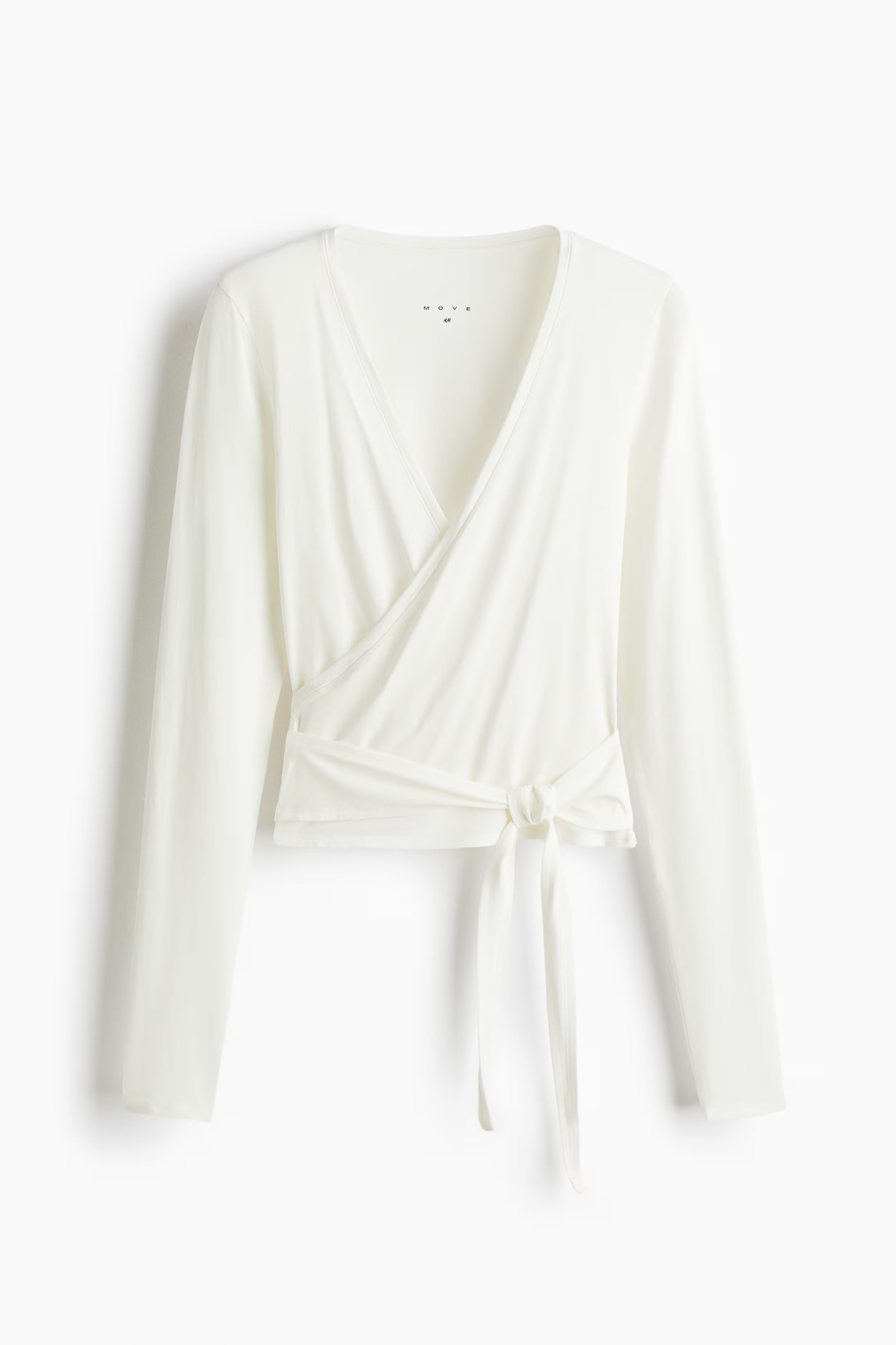 H&M, SPORTS WRAP TOP IN MODAL-Ivory white