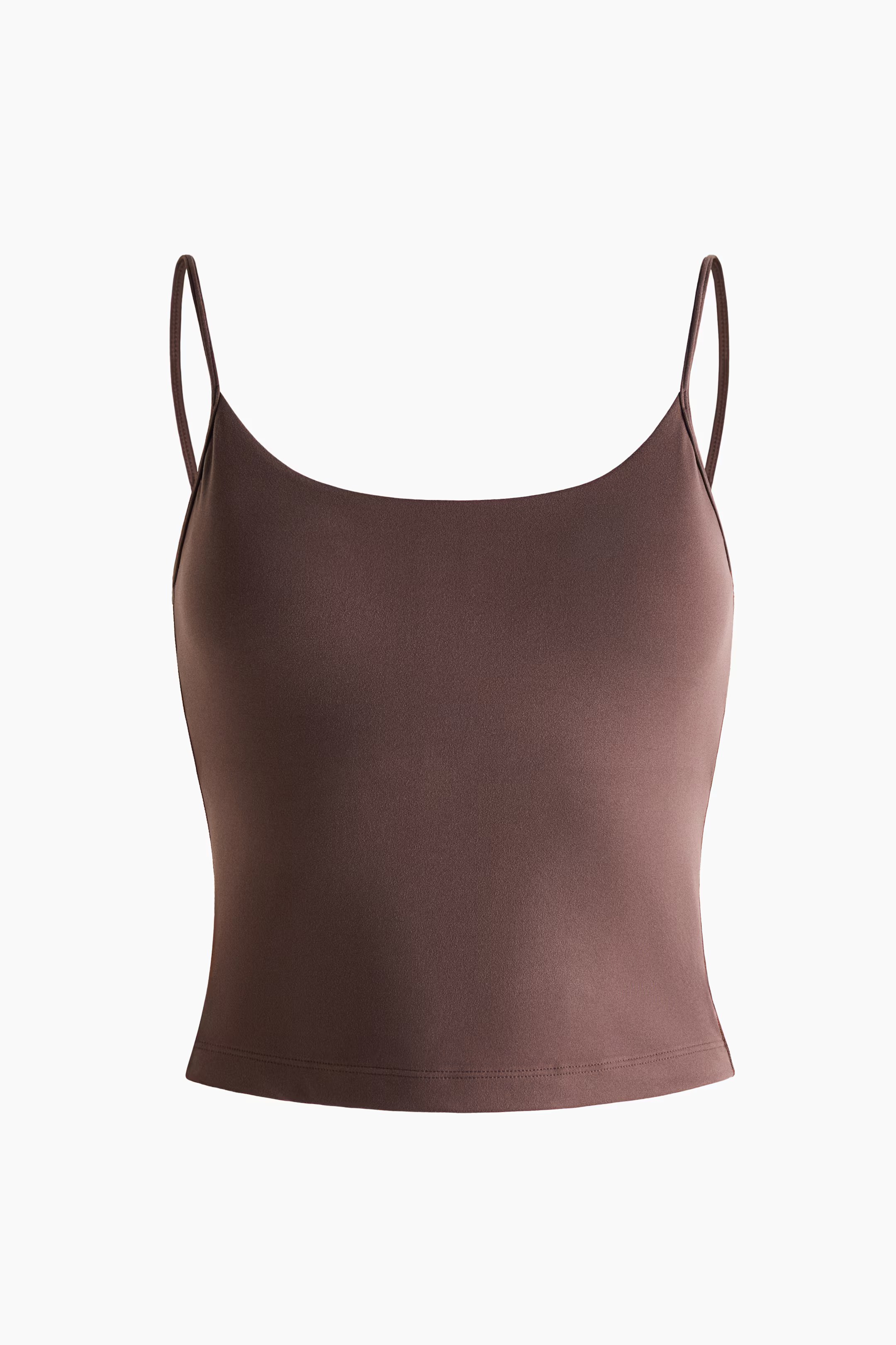 H&M, SHELF-BRA SPORTS TANK TOP WITH SOFTMOVE - choco mocha