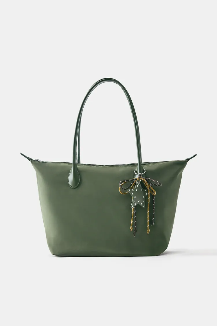 pull & bear, Embellished nylon tote bag