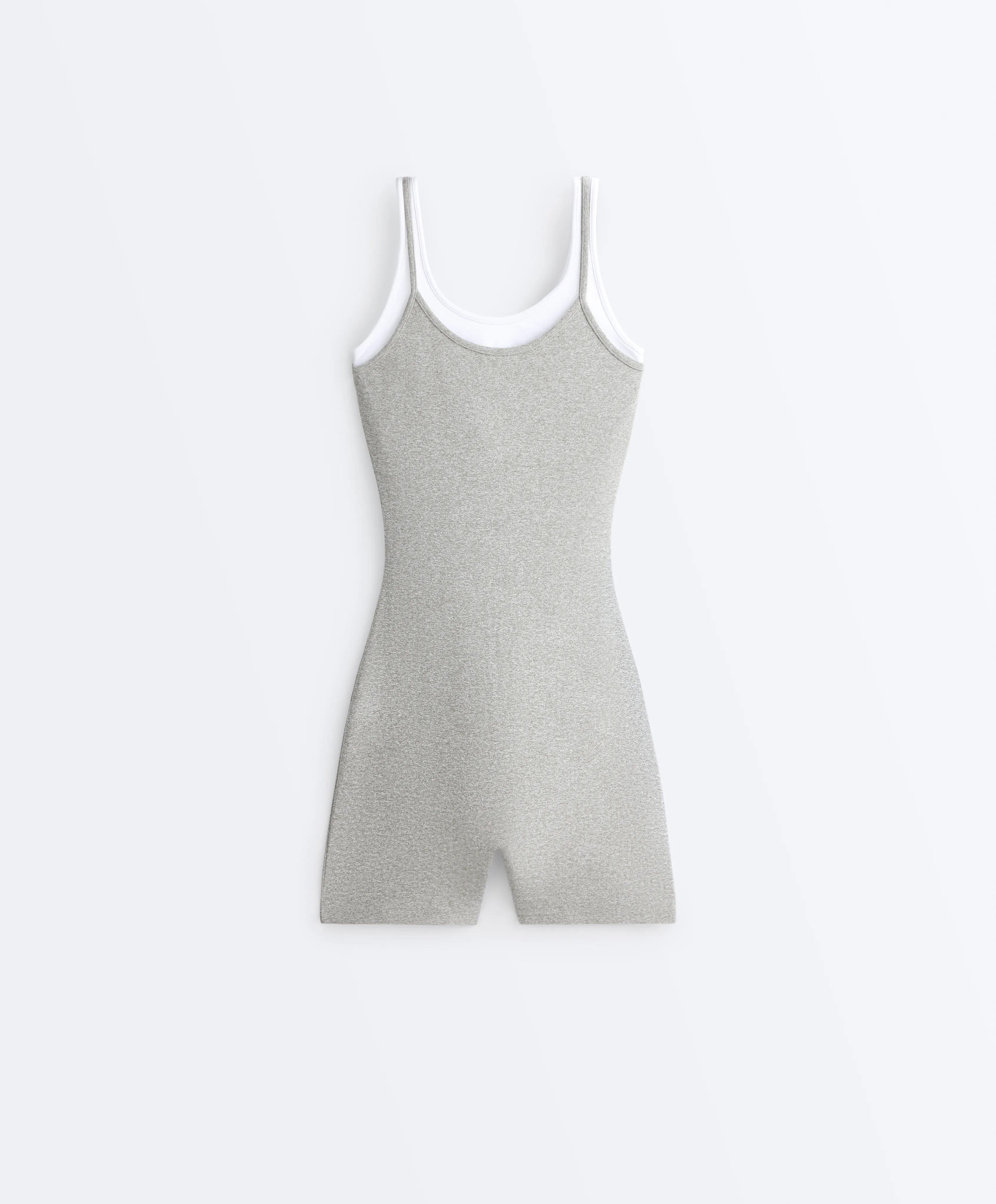 oysho, Comfortlux short jumpsuit with heathered overlay