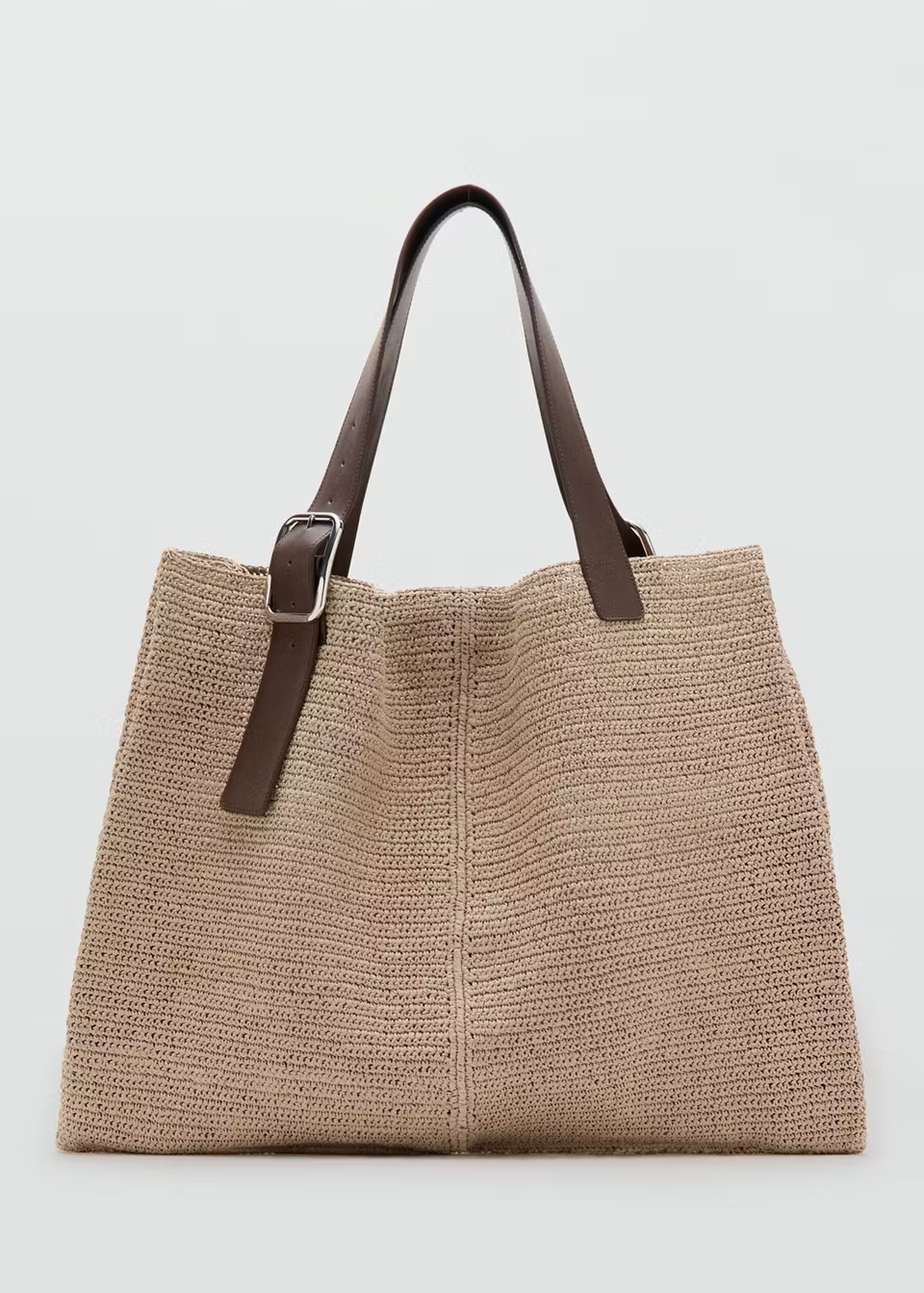 Mango, NATURAL-FIBER SHOPPER BAG WITH BUCKLE DETAIL