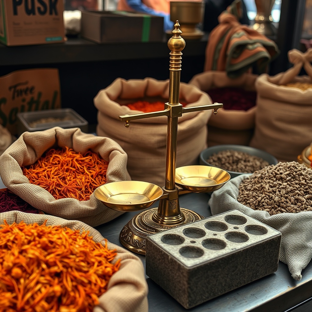 Saffron threads heaped, crimson going to gold at the tips.