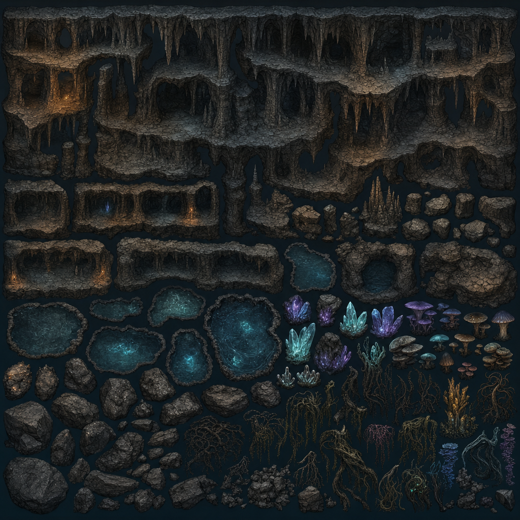 underground cave system with carved out