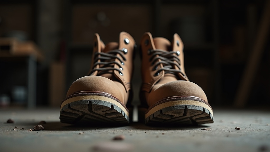 Comparación de suela nueva versus suela desgastada en bota de trabajo