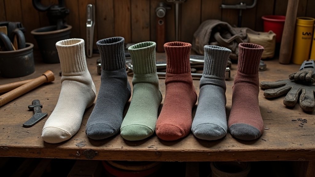 Side-by-side comparison of four different work sock options