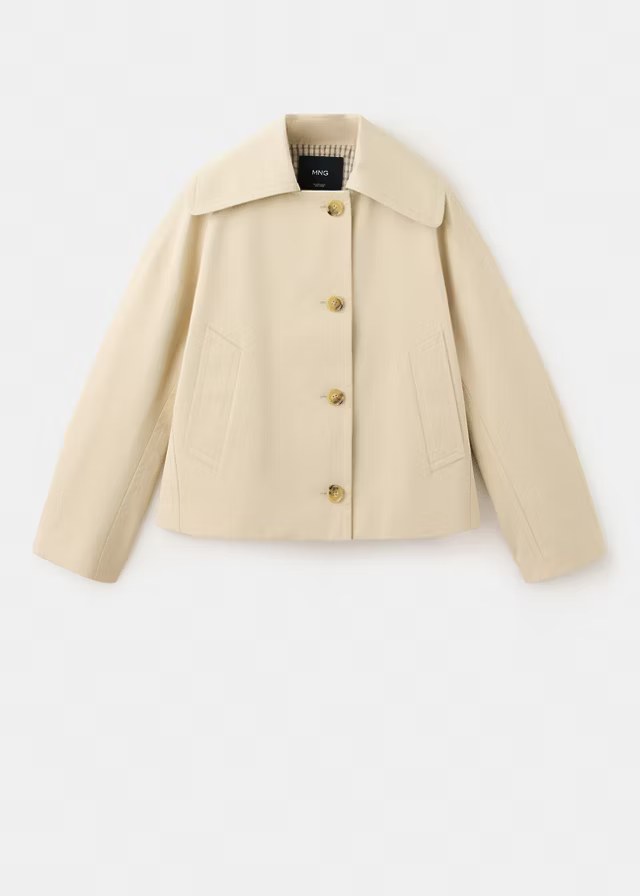 mango, WAXED SHORT TRENCH COAT