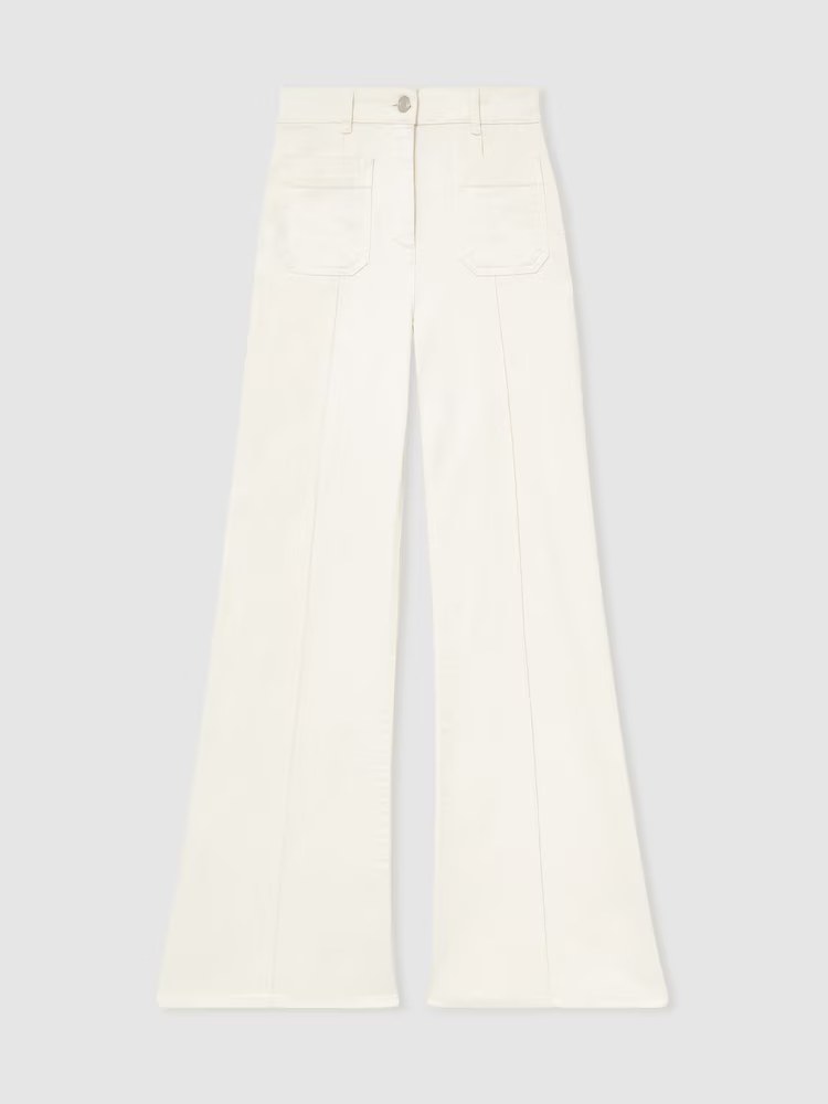 reiss, Patch-Pocket Flared Jeans in Ecru