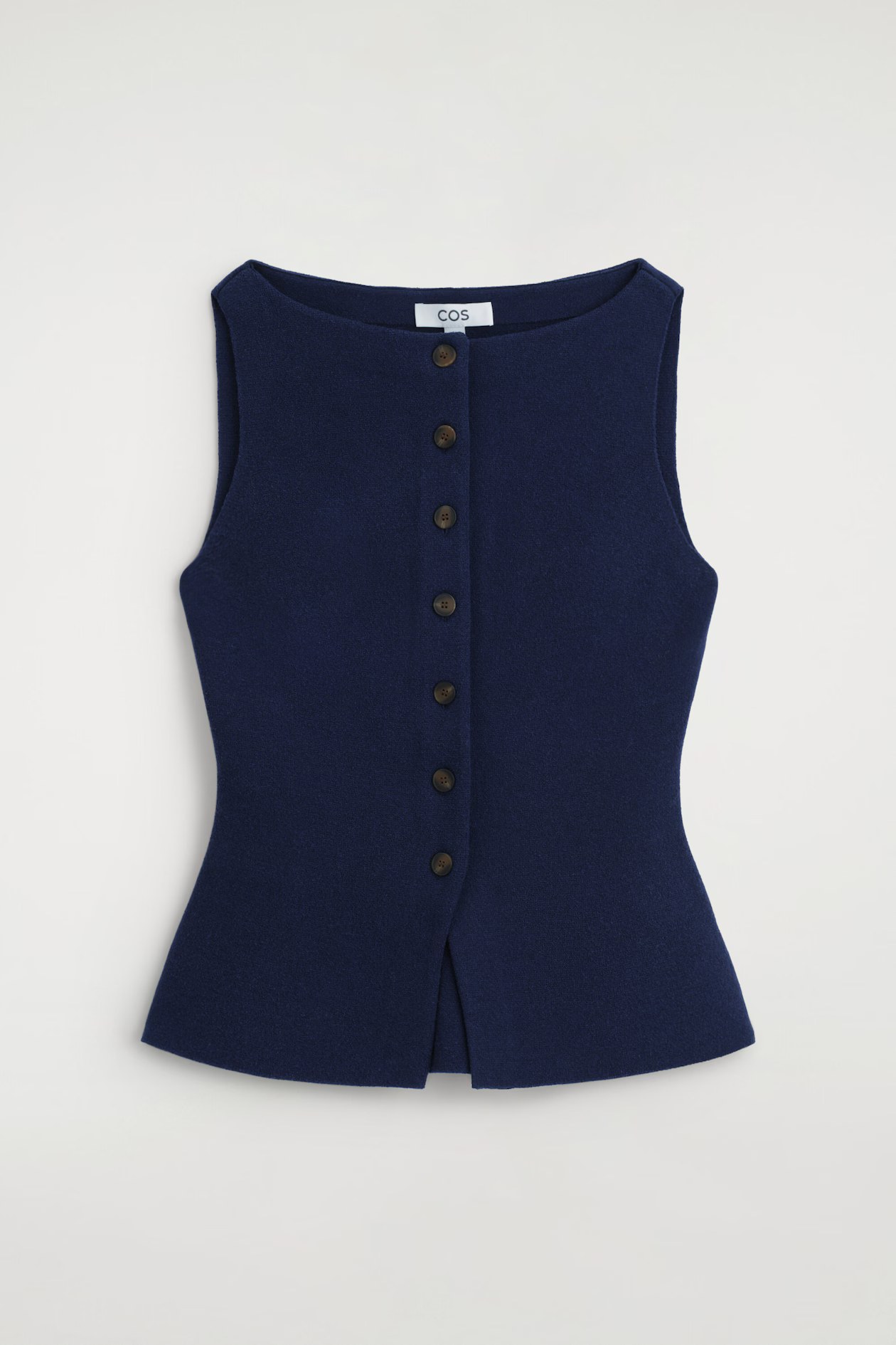 cos, COTTON-BLEND CREPE VEST - Navy