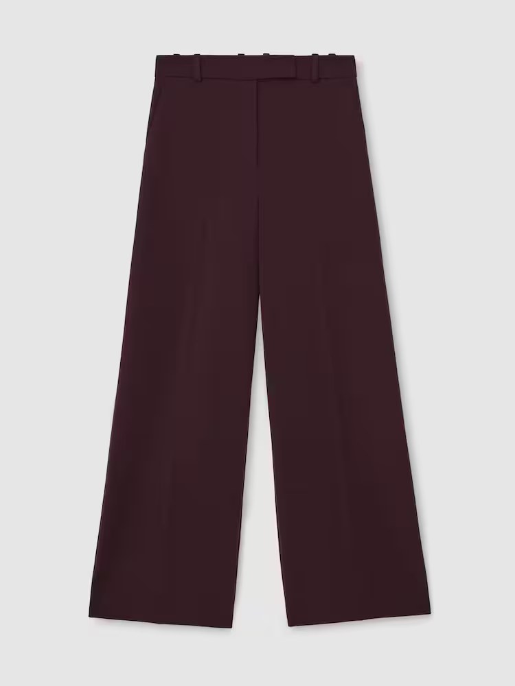reiss, Wide-Leg Suit Trousers in Berry