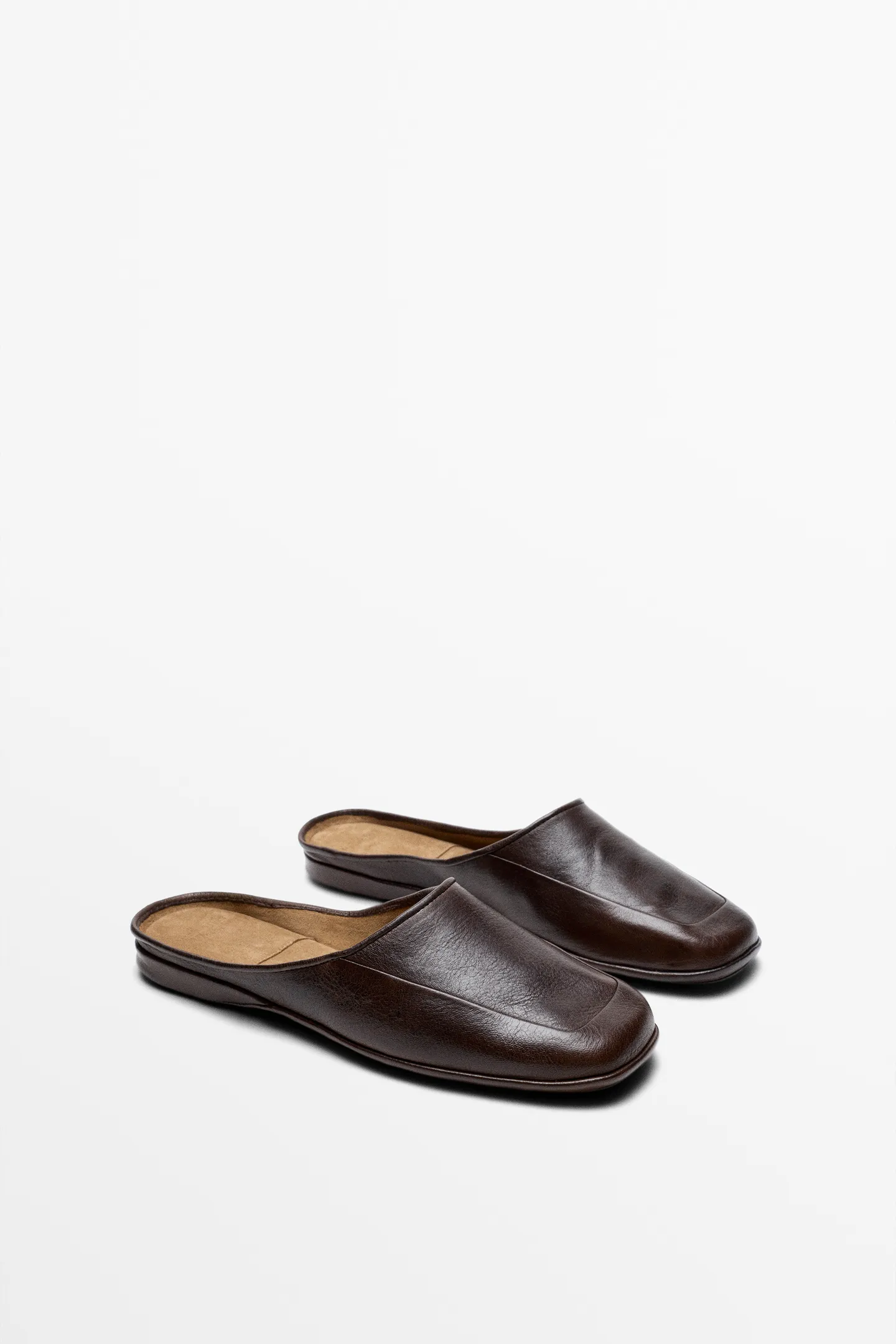 massimo dutti, SOFT LEATHER MULES - STUDIO Brown