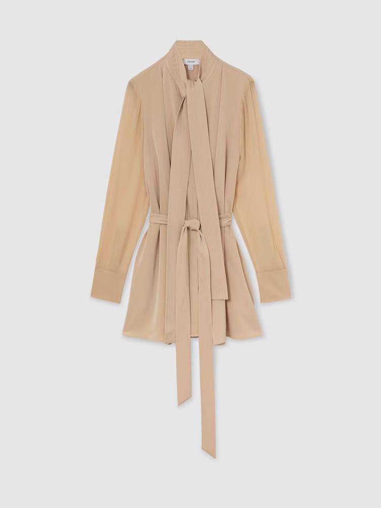 reiss, Tie-Neck Belted Mini Dress