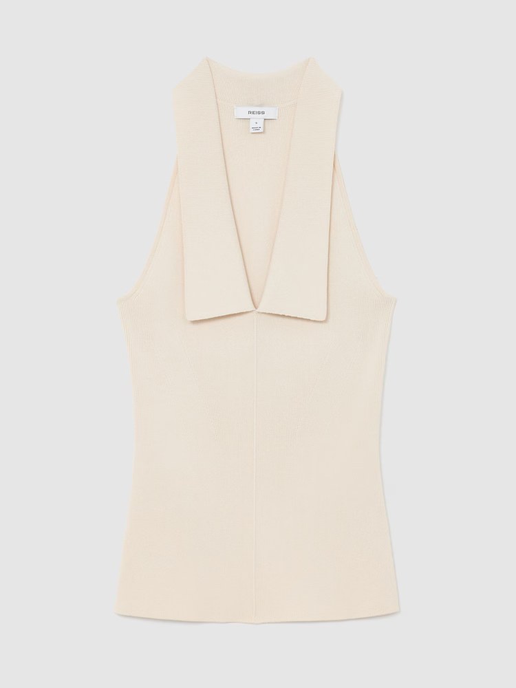 reiss, Collared Rib-Knit Vest